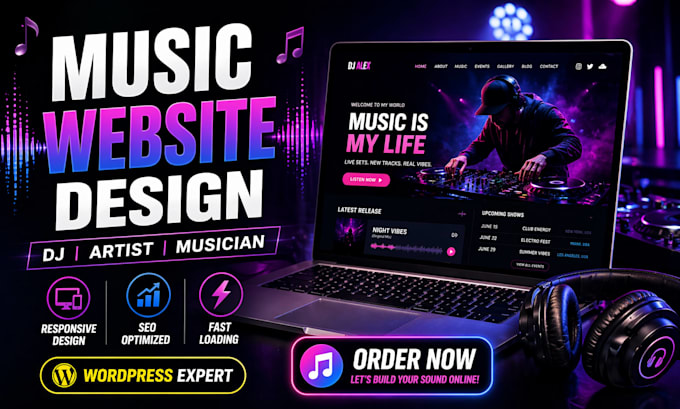 create a music website for musicians, artists and dj with wordpress