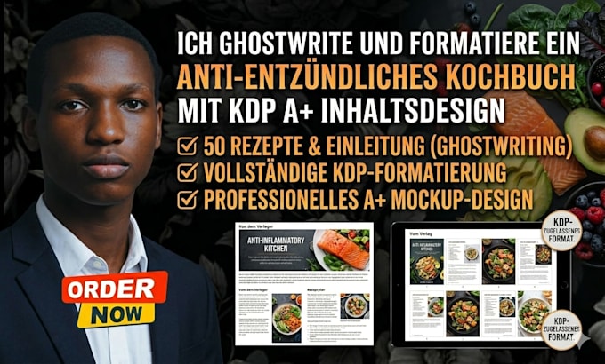 ghostwrite and format an anti inflammatory cookbook with KDP a plus content