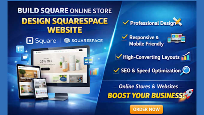 create square online store or business square website design