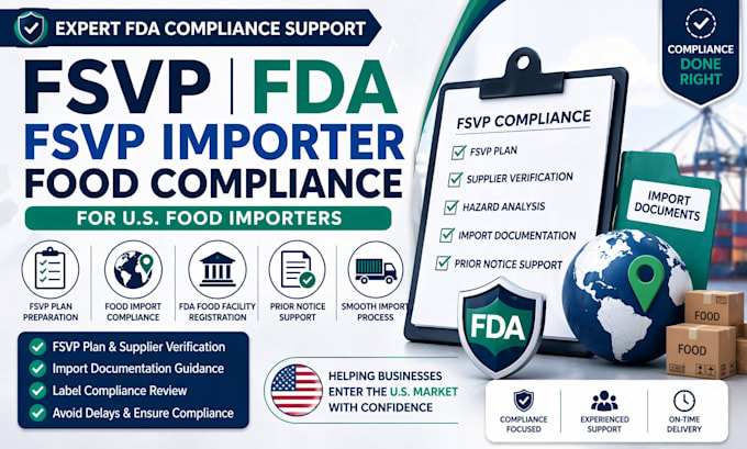 prepare fsvp plan, fda food compliance, and import documentation