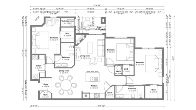Bozza di planimetria 2d autocad, design di planimetrie 3d e rendering ...