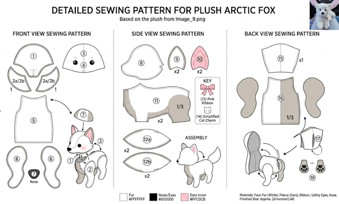 create custom plush toy sewing pattern for your plushie design