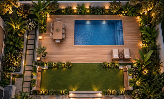 a contextual landscape backyard design as landscape architect with garden design