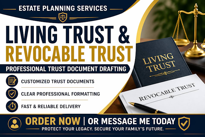 draft a professional living trust and revocable trust estate planning document
