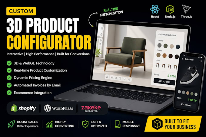 create 3d product configurator using threejs webgl and zakeke
