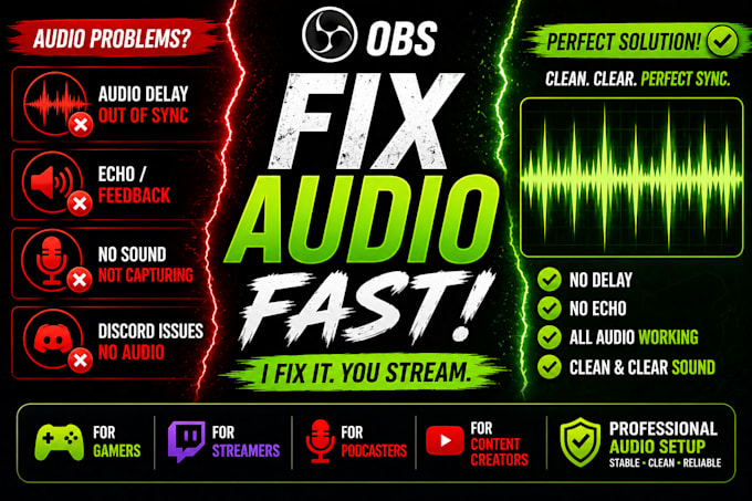 fix obs audio delay, echo, sync issues and sound problems fast