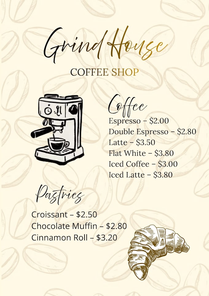 design modern cafe branding, menu and logo