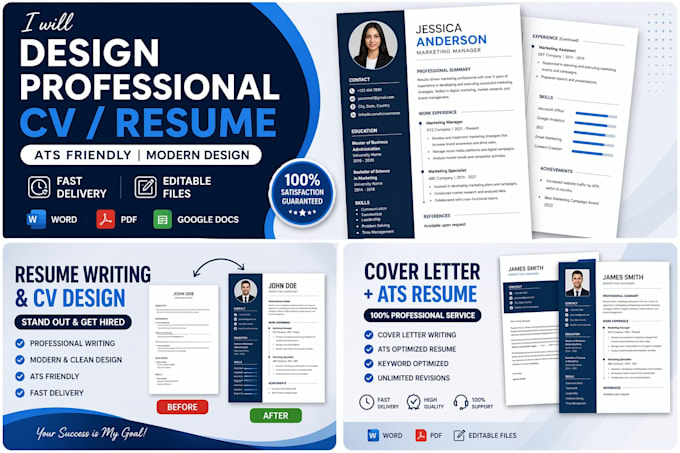write and design professional ats resumes and cvs