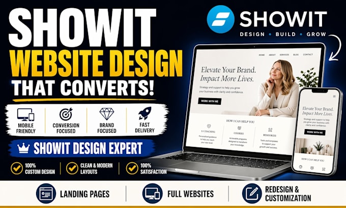 design showit website, showit design, showit template customization landing page
