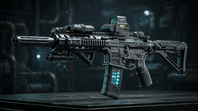 create high quality 3d gun model, weapon design, game ready assets