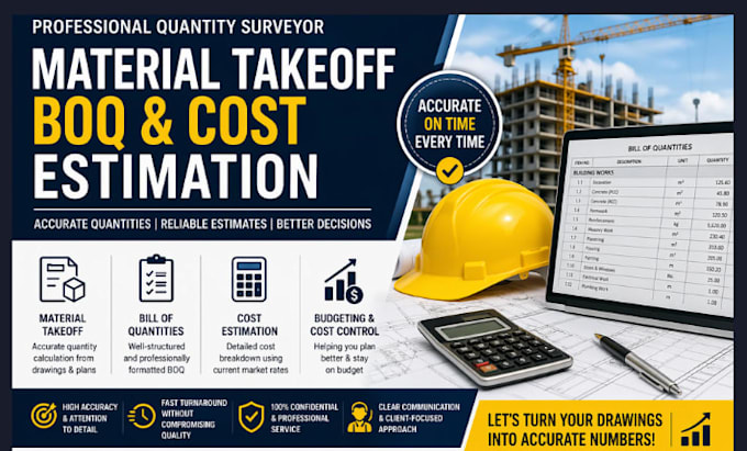 do material takeoff, boq and cost estimation as a quantity surveyor