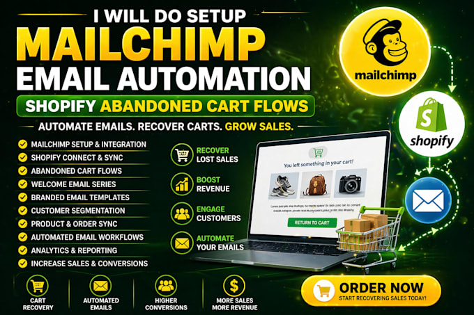 setup mailchimp klaviyo zohocrm for email automation shopify abandoned cart flow