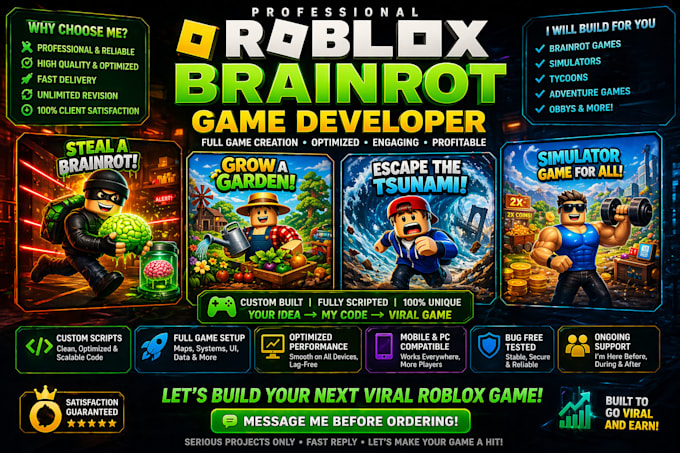 professionally build roblox games develop full game  and create custom game