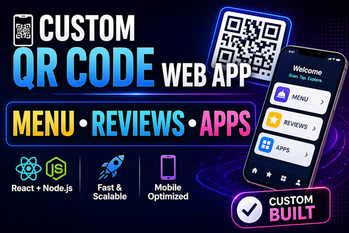 build custom qr code web app for menu reviews memorials using react node pos app