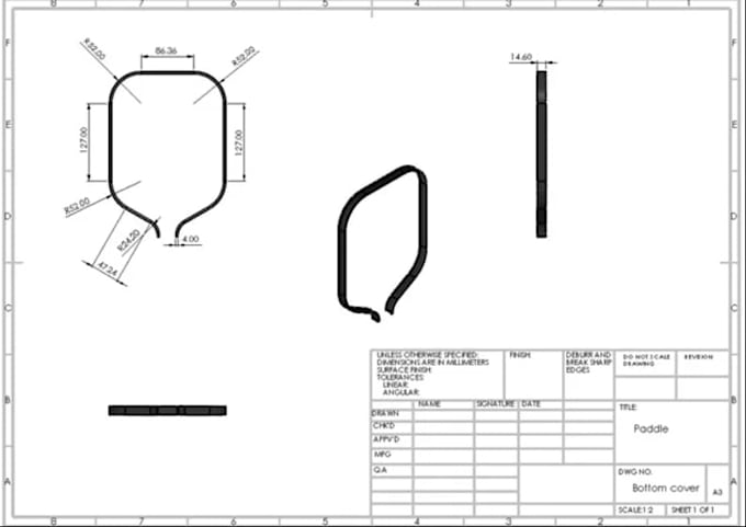 do 2d technical drawing , cad drawings in solidwork autocad for manufacturing