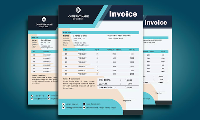 create professional invoice, letterhead and receipt design
