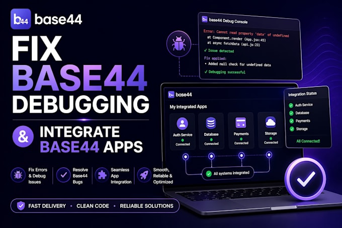 fix base44 debugging errors and integrate base44 apps