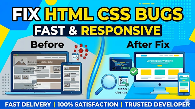 fix html css bugs and make your website responsive