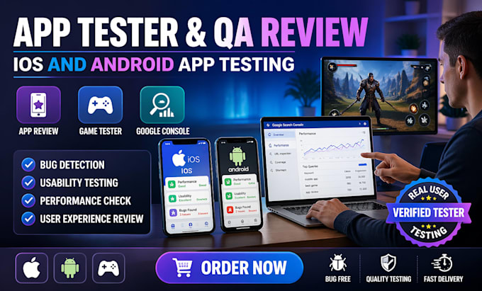 tester ios android app tester game tester app review QA google search console