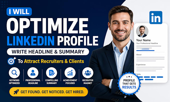 optimize linkedin profile, write headline summary to attract recruiters clients