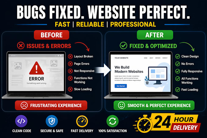 fix PHP, HTML, CSS, and javascript bugs quickly