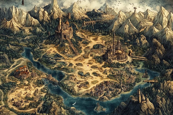 vector map illustration fantasy map design city map