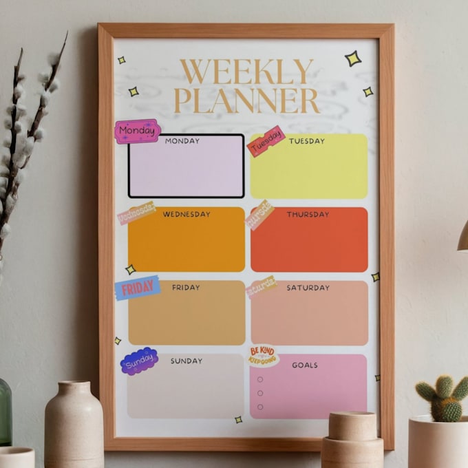 design printable weekly planner, cute planner, and digital