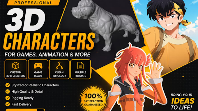create stylized 3d characters for vtuber, games and animation