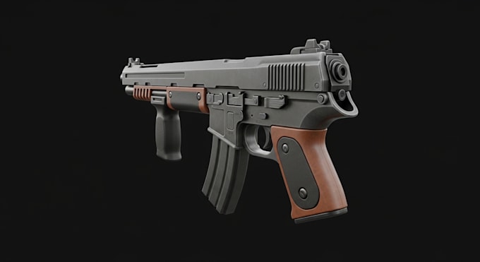 Create a realistic 3d gun model, weapon design, ak47 gun model, and ...