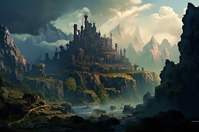 create a fantasy background and landscape