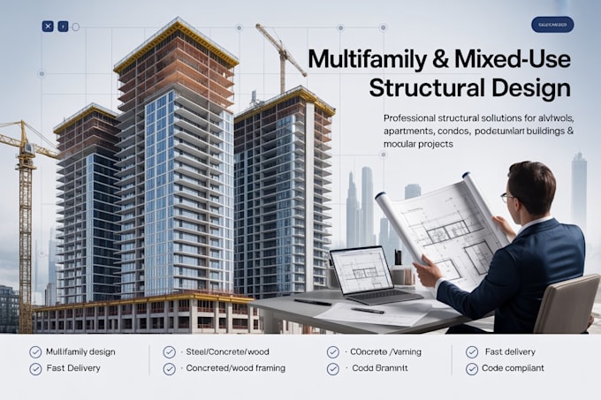 design multifamily and mixed use structural plans for fl, tx, az project