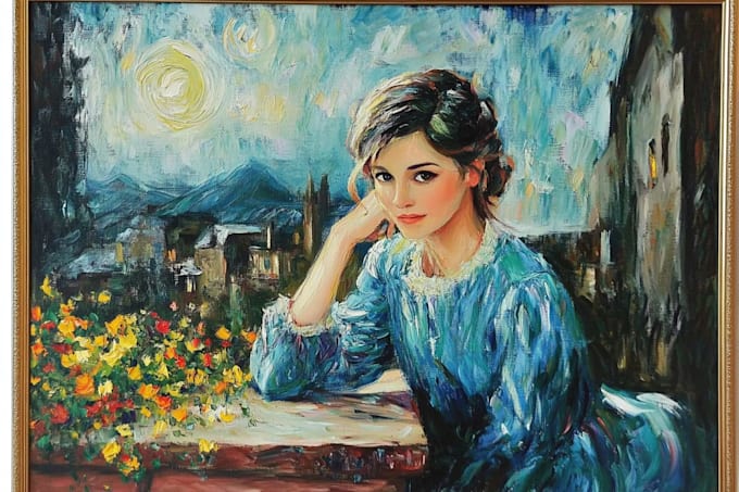 create oil painting scene with dramatic composition