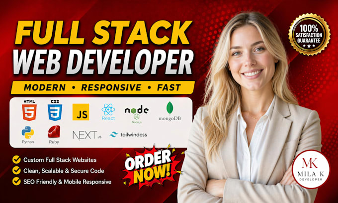 do custom website development as full stack web developer javascript html css