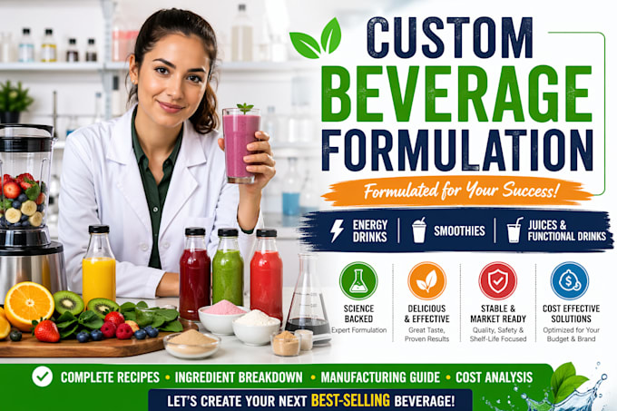 develop custom beverage formulations for energy drinks, juices, smoothies