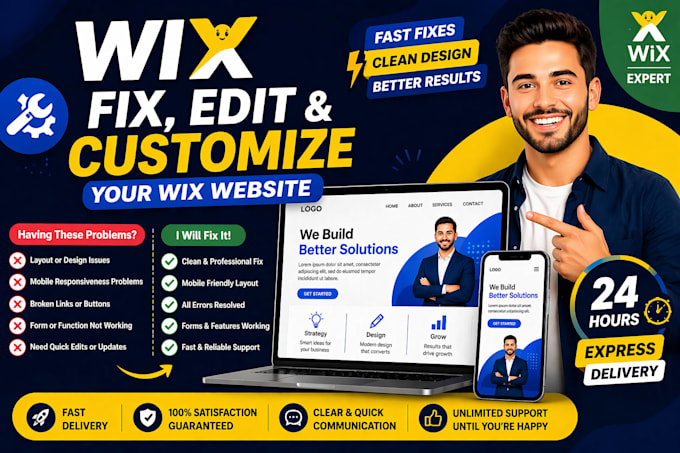 fix wix website issues, edit or customize your website