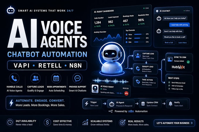 build ai voice agent, ai calling bot, chatbot automation with vapi retell n8n