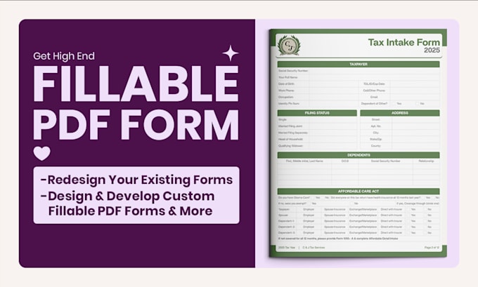 fillable pdf form design, create word, excel, pdf intake, google form