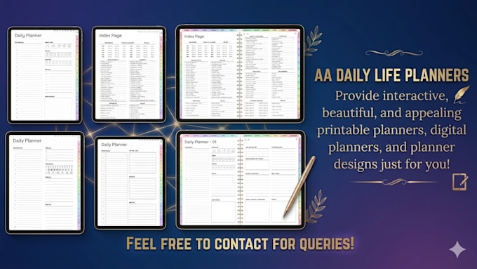 design a hyperlinked digital journal or printable planner for etsy