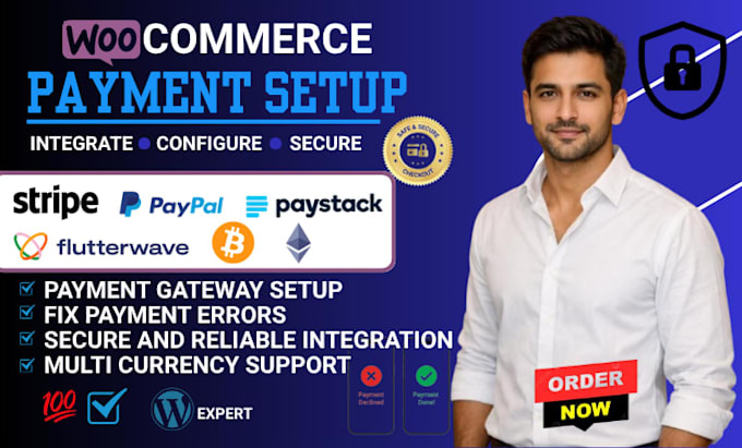 setup paypal, stripe, paystack, flutterwave cryptocurrency for woocommerce store