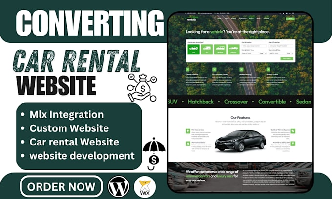 design a car rental website with booking feature and modern layout