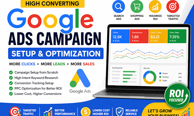 setup google ads ppc ads campaign tracking and optimization service