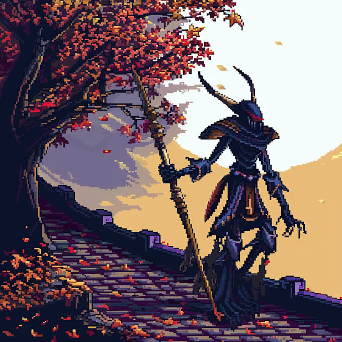 draw pixel art scene and background for your game