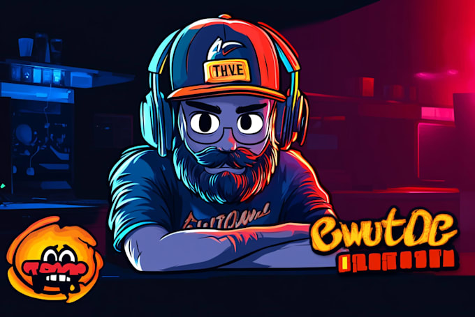 create a unique mascot logo, cartoon for gaming, twitch