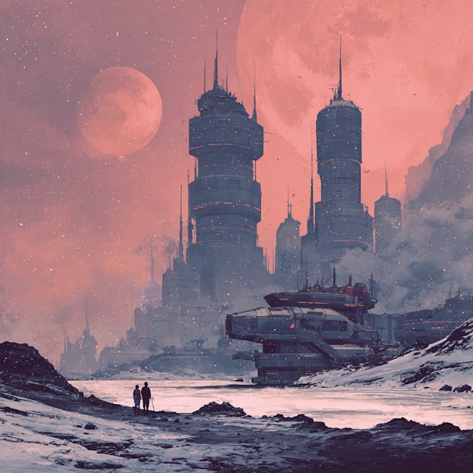 create professional scifi concept art and cyberpunk