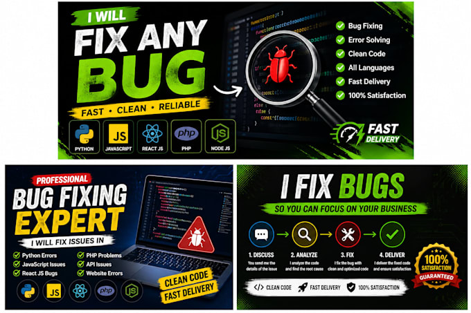 fix bugs in your python, react js or web application fast