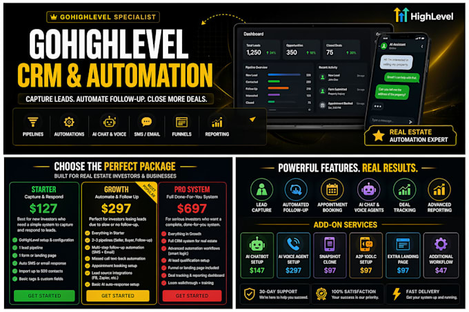 build gohighlevel CRM, automation, workflows and ai system