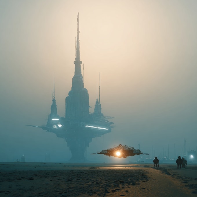draw fantasy, post apocalyptic, background or concept art