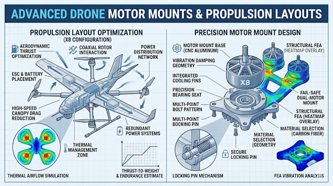 design advanced drone motor mounts and propulsion layouts