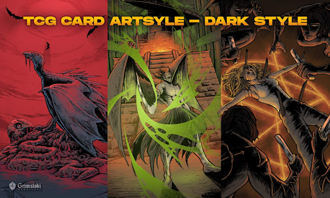 draw dark horror gloomy art for tcg card