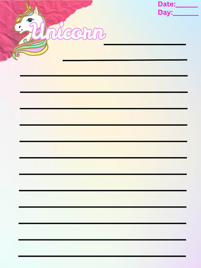 design unicorn digital and printable notebook